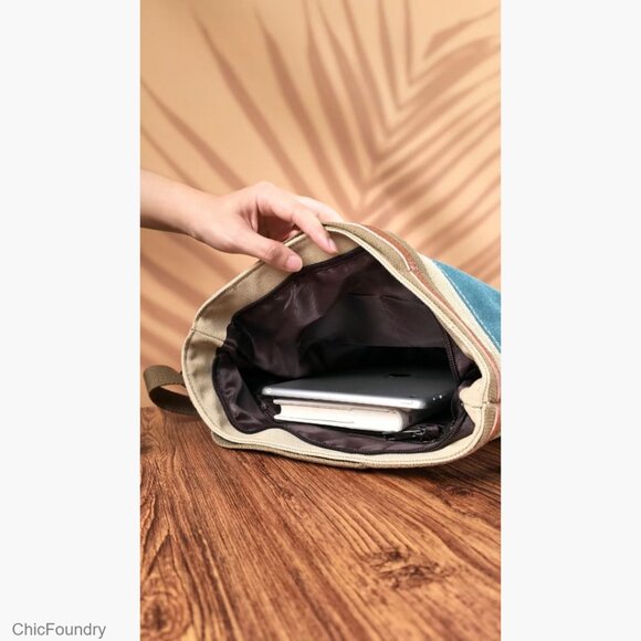 Large Canvas Hobo Tote with Adjustable Strap, 5 Compartments for Daily Use - Picture 7 of 7